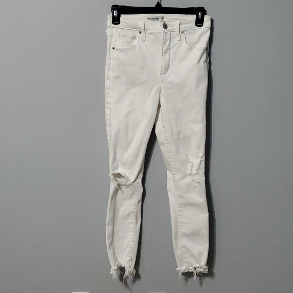 Abercrombie & Fitch White High Rise Ankle Super Skinny Jeans Womens Size 2